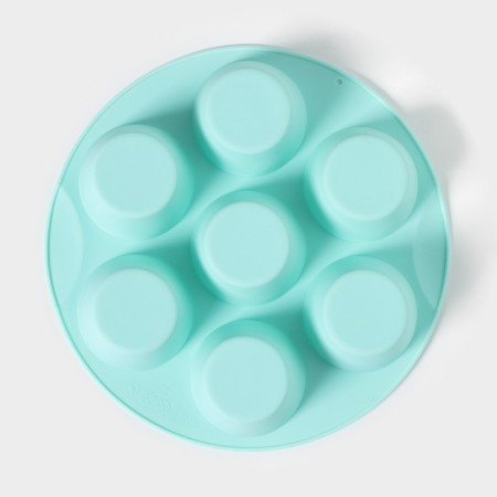 Baking uniform “Circle”, silicone, d = 25.5 cm, 7 cells (6 × 4 cm), color mix-1