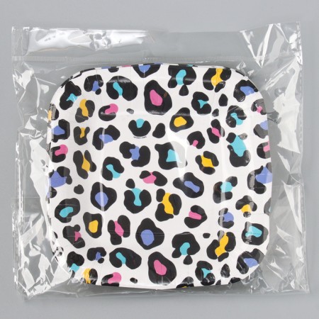 Disposable plate paper square "leopard", bright, 16.5x16.5 cm-4
