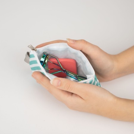Cosmetic bag on a lace, with a wallet, green color-7