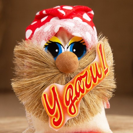 Ravigan Domovynok "Good luck", in a cap, 9 cm, linen, mix-3