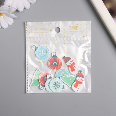 Decor for creativity wood "New Year" set 10 pcs 2.3x3 cm-3