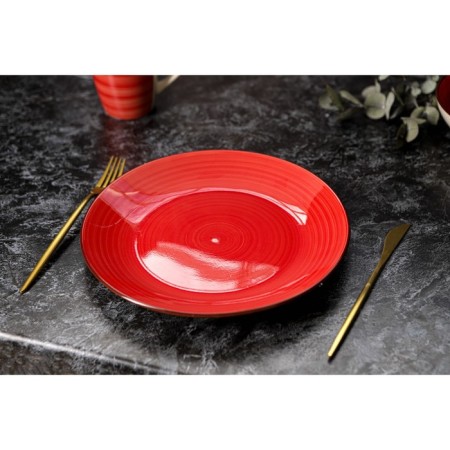 Plate Ceramic dinner shade "Sea World", d = 27 cm, red color-4