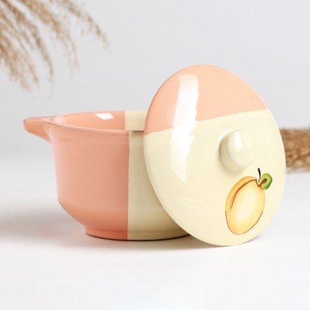 Broth with the Pskovskaya cover 0.5l / 11.5x13cm, peach kiss-1