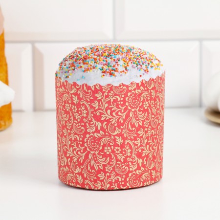 Paper form for cupcake, muffins and cake "Flora Red" 90 x 90 mm