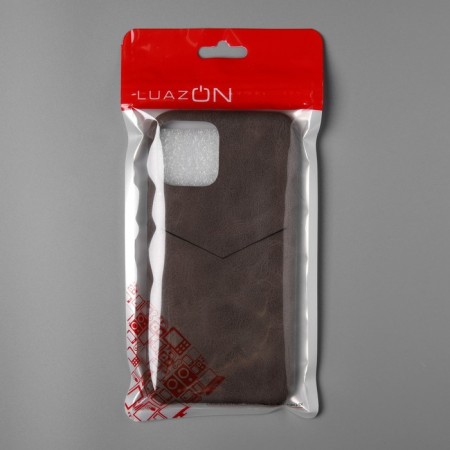 Luazon cover for iPhone 11 Pro, with a compartment for cards, leatherette, brown-5
