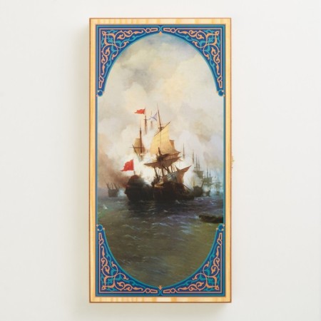 Narts "Sailing", wooden board 50 x 50 cm, with a field for playing checkers
