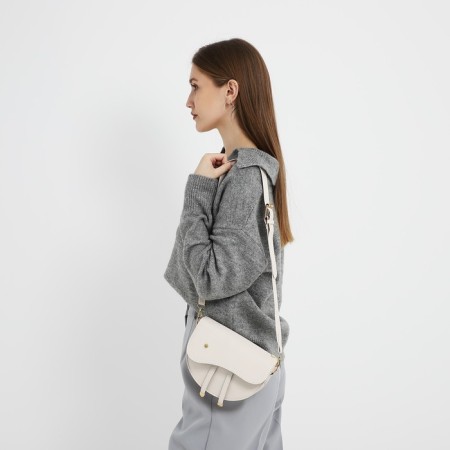 Bag Women's saddle on the shoulder, lightning department, 21x16.5x6.5 cm, white color-9