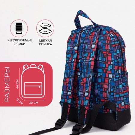 School backpack of textiles on lightning, external pocket, “ZFTS”, blue color-1