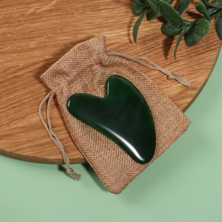 Guasha massor "Heart", 8.5 × 5.5 cm, green color-2