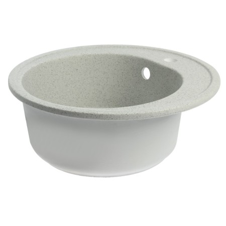 Sink for a kitchen made of stone Zein 3/Q10, D = 510 mm, round, overflow, color light gray-4