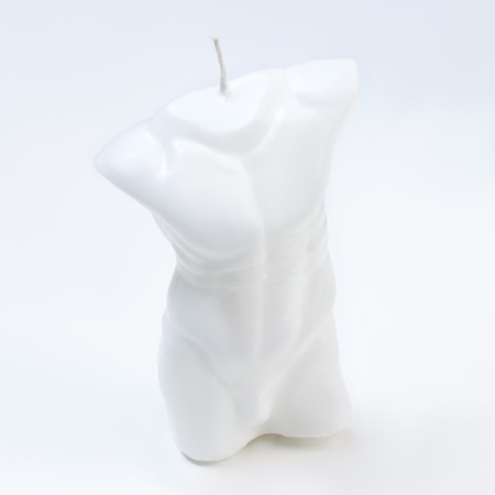 Figure candle "Male torso", 10 cm, white-2