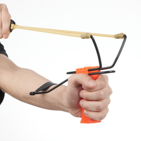 A slingshot with a fixed emphasis with a ball for balls-5