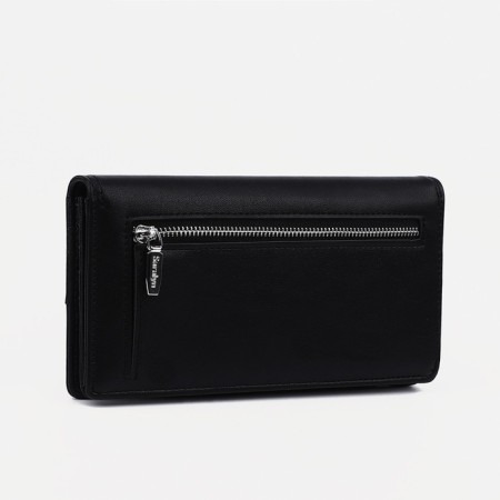 Women's wallet on the button, black color-1