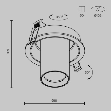 Technical C048CL-01-GU10-W Focus S, 54x54x109 mm ceiling lamp, GU10, 1x10W, white color-8