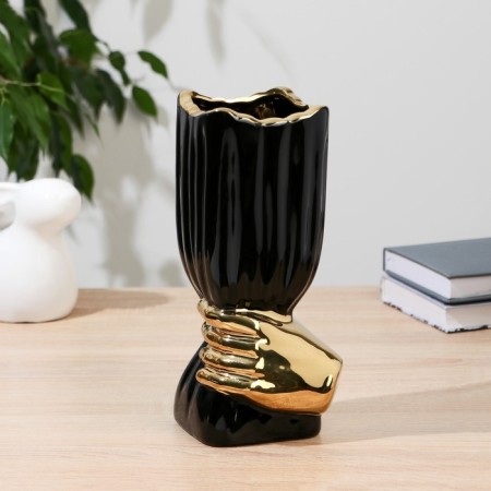 VAZ Coramics "Derck" stripes, D-9.5 cm H-24.5 cm, golden-black-1