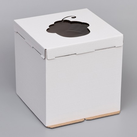 Box for a cake with a window, "cake", white, 30 x 30 x 30 cm