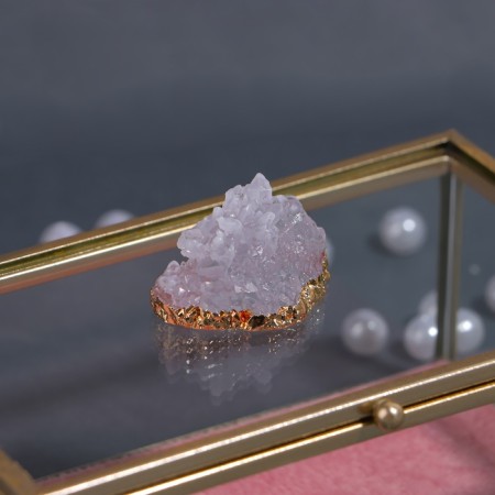 Organizer for storage "Crystal", with a lid, glass, 1 section, 14.5 × 9 × 8 cm, the color is transparent/copper/pink-7