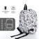 School backpack from textiles on lightning, 3 pockets, white/black color