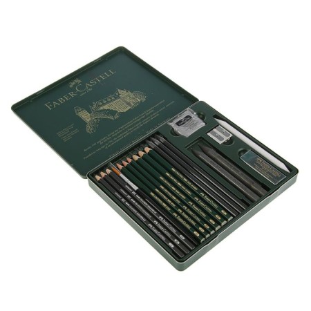 Artistic pencils (set) Faber-Castell Pitt Monochrome, 19 pieces, in a metal box-1