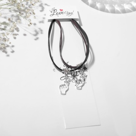 Kulons on the lace "Demetrons" Saranha sign with stars, black-brown color, 43 cm-1