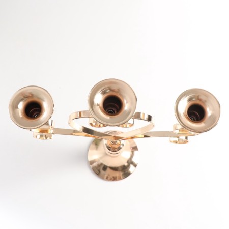 Summary Metal for 3 candles "Heart with curls" d-2.5 cm gold 26.5x11x34.5 cm-4