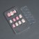 Flourish overhead nails, 12 pcs, with adhesive plates, soft square shape, pink/white color