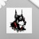 Black-red body "Doberman" 6x6 cm