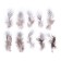 A set of feathers for decor 10 pcs., Size 1 pcs: 5 × 2 cm, brown color with white
