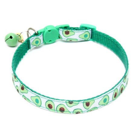 Textile collar "avocado" with a bell and pendant, 19-32 x 1 cm-1