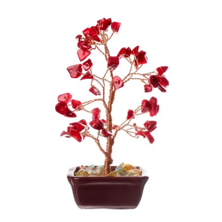 Bonsai souvenir 60 stones "Cash tree with rubies" 13x7x5 cm-4