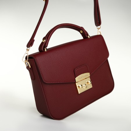 Women's bag on the valve, Textura, small size, burgundy color-3