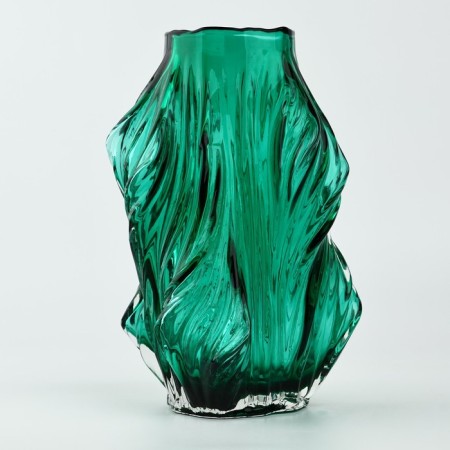 Vase for flowers "Emerald" made of green glass 27 × 10 × 10 cm