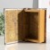 Broke-book wood, leatherette "feather and inkwell" embossing, under metal 16.5x11.2x5 cm