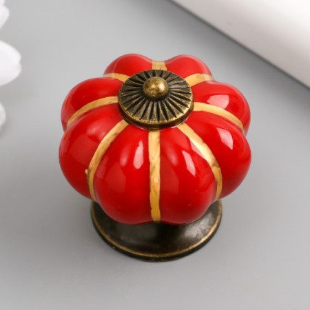 Handle for the casket ceramics, metal "Pumpkin" red 4x4x4 cm-3