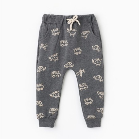 Pants for a boy, dark gray color, height 80 cm
