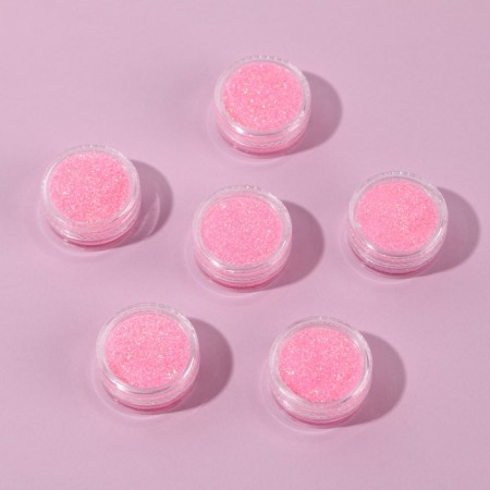 A set of sparkles for decor, small grinding, bright pink color, 6 pieces