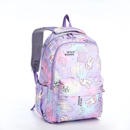 School backpack from textiles 2 of the lightning department, 4 pockets, lilac color-2