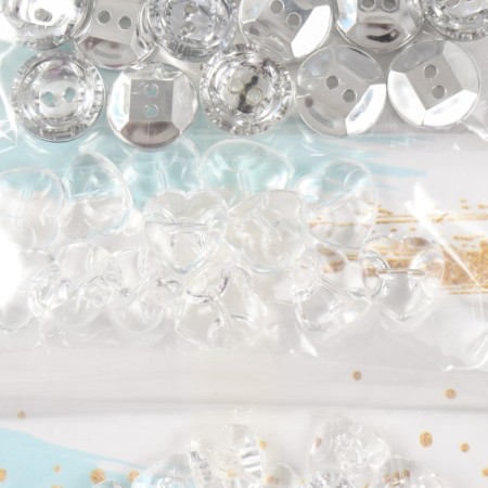 Buttons for creativity plastic "Crystals Assorted" set of 4 types x 15 pcs 20x10 cm-1