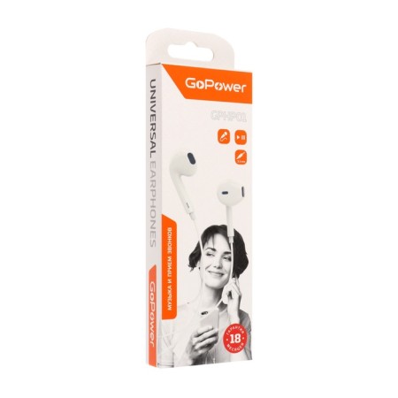Hopower GPHP01 headphones, wired, inserts, microphone, 1.2 m, white-2