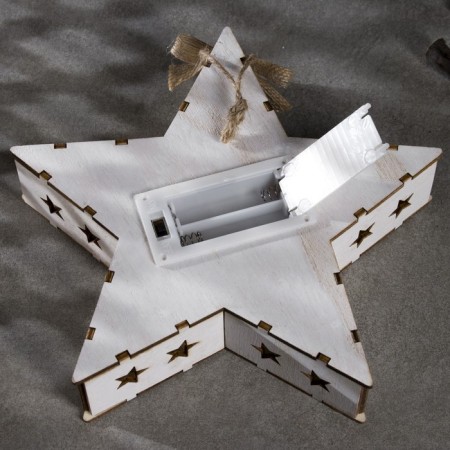 LED figure "Star with deer" 19 × 19 × 4 cm, wood, batteries AAAX2 (not in the kit), glow warm white-2