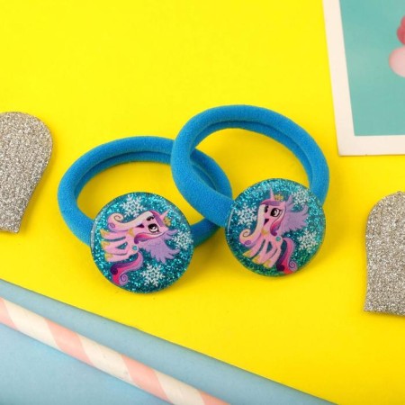 Hair elastic band "Magic Country" (set 2 pieces) unicorns, mix-1