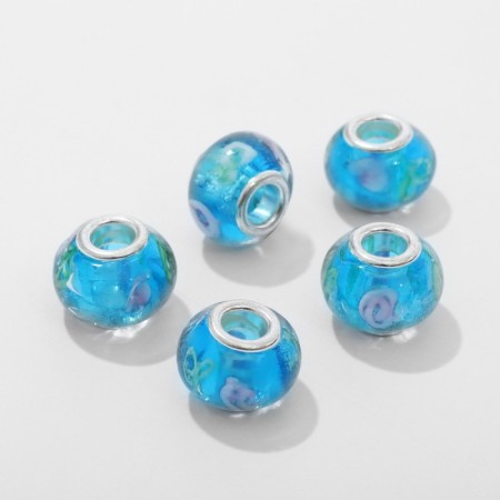 Bead "sea breeze" 1.4 × 1.1 cm, blue color in silver-1