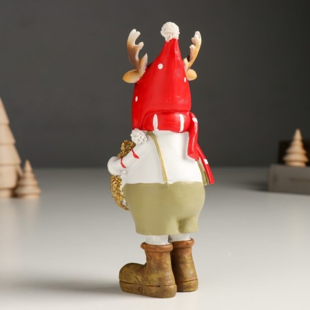 Souvenir Polystone "Olesha in a cap-cap with a golden spruce wreath" 5x6.5x17 cm-2