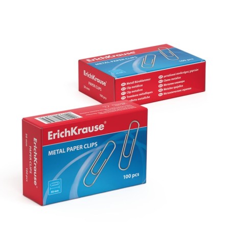 Office paper clips 50mm, 100pcs, galvanized, Erichkrause, cardboard packaging-2