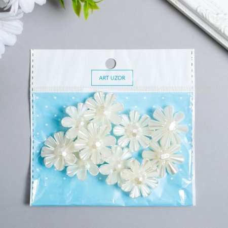Decor for creativity Plastic "Flower-Goffra Pearl" set 10 pcs 1.2x3.1x3.1 cm-2