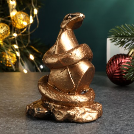 Figure "Snake on Stone" aged bronze, 9x7x5cm