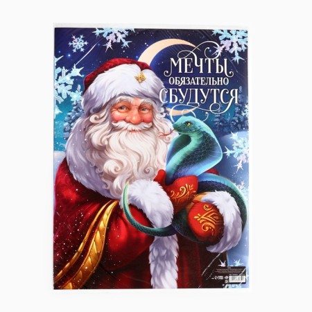 Happy New Year poster, Santa Claus and Snake, 30 x 40 cm-2