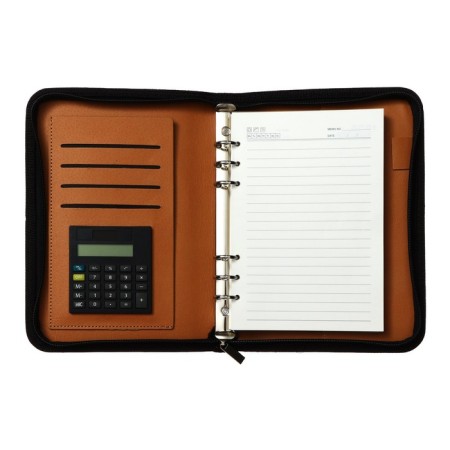 Organizer on rings A5, 100 sheets in a ruler, with a calculator, on a zipper, black-8