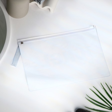 Cosmetic bag with zip-gl, transparent/green color-1