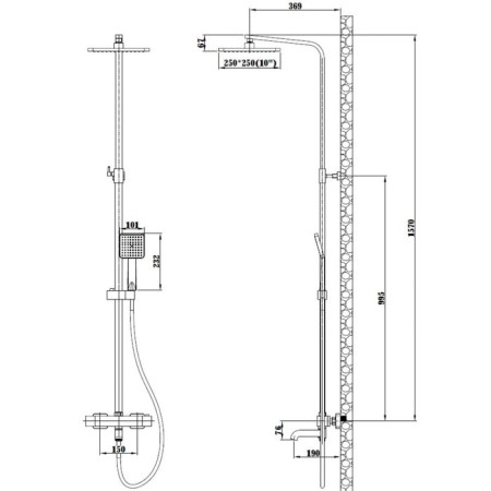 The shower system ESKO SINGAPORE BLACK STT5054 BL, thermostat, tropical shower, black-1